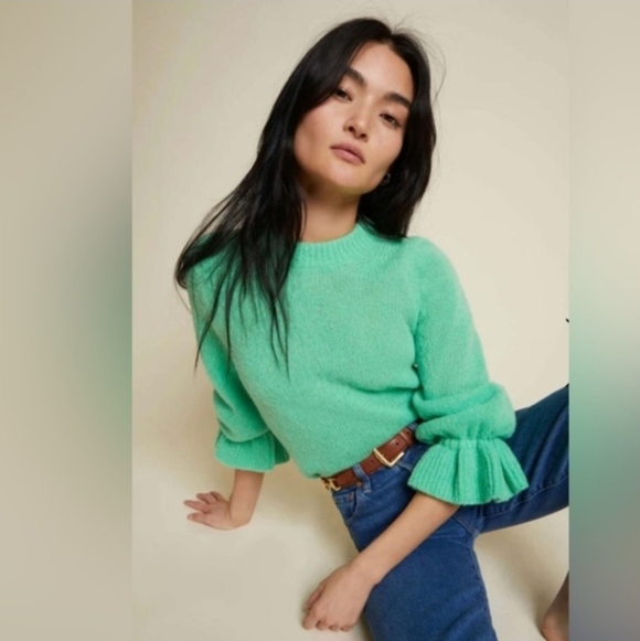 Nation Ltd Antoinette Flounce Wrist Sweater Size Medium - Picture 4 of 7